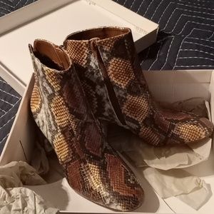 Snake skin pattern ankle boots